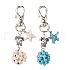 Starfish & Round Synthetic Turquoise Pendant Decorations HJEW-JM03276-2