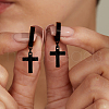 Hip-hop Style Stainless Steel Cross Pendant Hoop Earring for Women UB5113-4