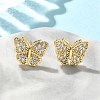 Butterfly Brass Micro Pave Clear Cubic Zirconia Stud Earrings EJEW-A132-07G-1