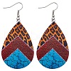 Imitation Leather Teardrop with Leopard Print Dangle Earrings BOHO-PW0001-004A-1