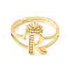 Clear Cubic Zirconia Initial Letter with Crown Adjustable Ring RJEW-M139-17R-2