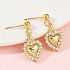 Heart Brass Micro Pave Clear Cubic Zirconia Dangle Stud Earrings EJEW-F895-14G-3