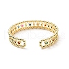 Colorful Cubic Zirconia Flat Round Open Cuff Bangle BJEW-J165-03G-3