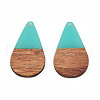 Transparent Resin & Walnut Wood Pendants RESI-N025-030-C04-1