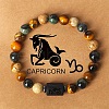 12 Constellations Natural Tiger Eye & Picture Jasper Round Beaded Stretch Bracelets for Men Women WG21EC3-05-1