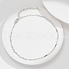 925 Sterling Silver Anklet AJEW-Z029-17P-2