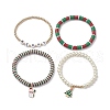 4Pcs 4 Style Polymer Clay Stretch Bracelets Set BJEW-TA00496-4