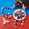 220Pcs Independence Day Theme Spray Painted Natural Wood Beads WOOD-TA0001-73-7