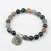 Natural Indian Agate Round Beads Stretch Bracelets X-BJEW-JN01374-1