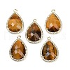 Natural Tiger Eye Faceted Pendants G-I382-05G-09-1
