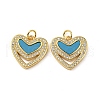 Brass Micro Pave Cubic Zirconia with Synthetic Turquoise Pendants KK-K356-24C-G-1