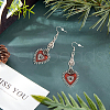 ANATTASOUL 1 Pair FireBrick Enamel Rose with Heart Evil Eye Long Dangle Earrings EJEW-AN0002-15-7