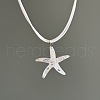 Bohemian Resin Starfish Pendant Double Strands White Imitation Leather Cord Necklaces for Beach FS-WG78CDF-01-1