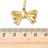 304 Stainless Steel Red and Green Enamel Cherry Bowknot Pendant Double Layered  Necklaces for Women NJEW-B129-01G-5
