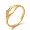 304 Stainless Steel Hollow Out Heart Hand Finger Ring for Women RJEW-K239-03G-3