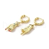 Palm with Horse Eye Real 18K Gold Plated Brass Dangle Hoop Earrings EJEW-Q797-21G-03-2