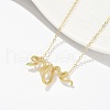 Brass Snake Wrapped Pendant Necklaces for Women NJEW-U041-01G-2