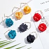 ANATTASOUL 4 Pairs 4 Colors 3D Flower Cloth Hoop Earrings EJEW-AN0003-69-2