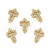 Brass Micro Pave Clear Cubic Zirconia Connector Charms KK-E068-VB330-1