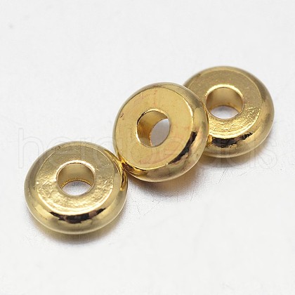 Flat Round Brass Spacer Beads KK-L106D-01G-1