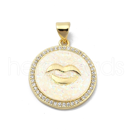 Brass Micro Pave Clear Cubic Zirconia Pendants KK-A221-28B-G-1