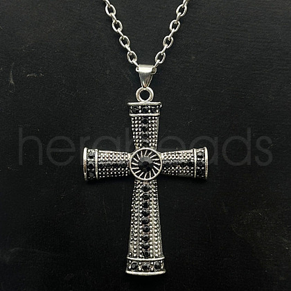 Alloy Rhinestone Cross Pendant Necklaces NX3454-7-1