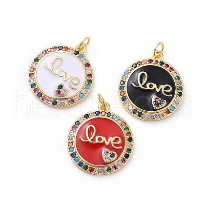 Brass Micro Pave Cubic Zirconia Pendants KK-G363-28G-1