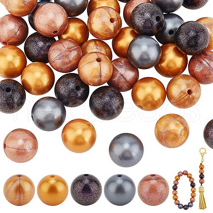   50Pcs 5 Colors Round Food Grade Eco-Friendly Silicone Focal Beads SIL-PH0001-26-1