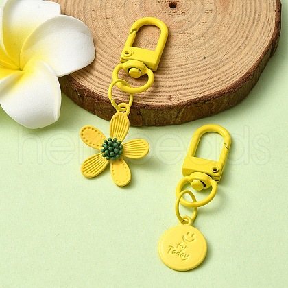Spray Painted Alloy Pendant Decorations HJEW-YW00024-02-1