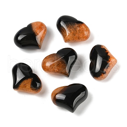 Mother's Day Gifts Natural Druzy Agate(Dyed & Heated) Heart Palm Stone G-Q021-01C-1