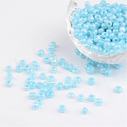 DIY Craft Beads 6/0 Ceylon Round Glass Seed Beads X-SEED-A011-4mm-143-1