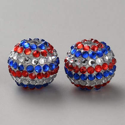 Independence Day Theme Resin Rhinestone Beads RB-WH0003-08E-1