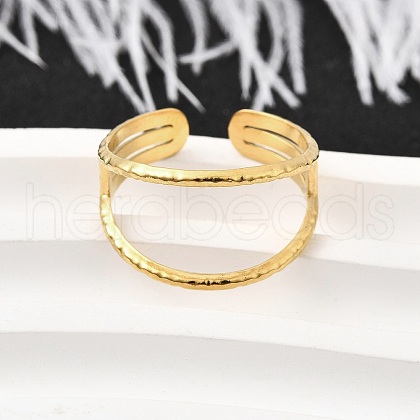 304 Stainless Steel Adjustable Open Cuff Rings for Women RJEW-U062-01A-G-1