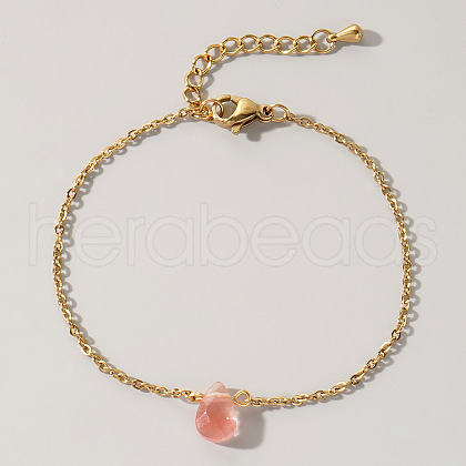 Natural Rose Quartz Link Bracelets KS1382-5-1