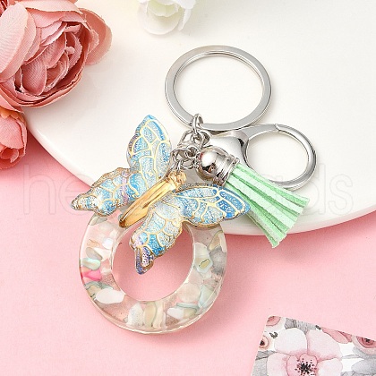 Resin & Acrylic & Faux Suede Tassel Keychain KEYC-YW00126-15-1