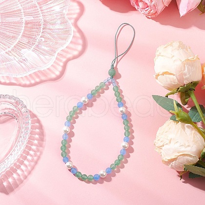 Natural & Dyed Malaysia Jade Mobile Straps HJEW-JM03426-03-1