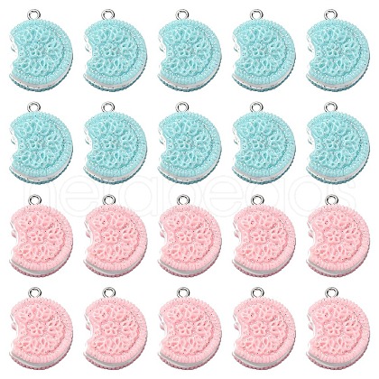 20Pcs 2 Colors Opaque Resin Glitter Imitation Food Pendants RESI-YW0001-63-1