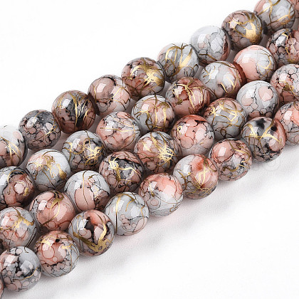 Baking Painted Glass Beads Strands X-DGLA-N003-8mm-B05-1