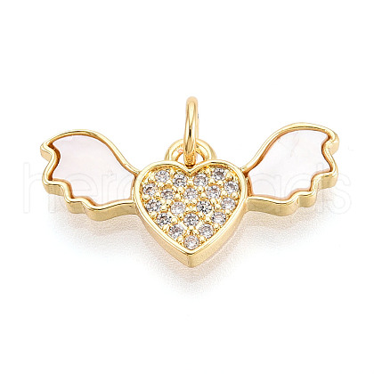 Brass Micro Pave Clear Cubic Zirconia Pendants KK-N268-09G-1