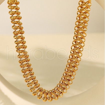 304 Stainless Steel Ring Link Chain Necklaces for Women Men NJEW-S443-01G-1