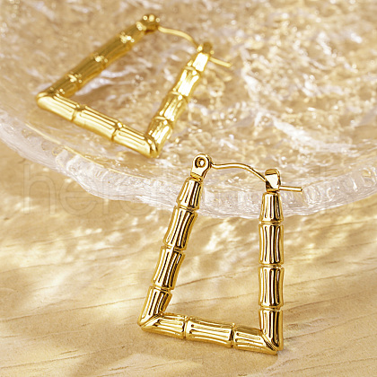 Stylish Stainless Steel Bamboo Hoop Earrings FW8059-2-1