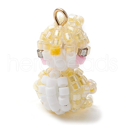 Seed Beads Beaded Charms PALLOY-MZ00318-01-1