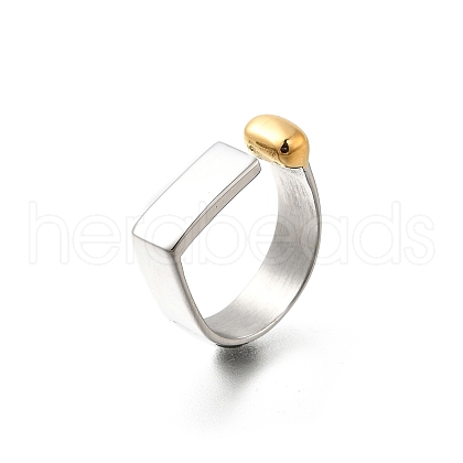 Rectangle 304 Stainless Steel Cuff Rings RJEW-S404-01B-GP-1
