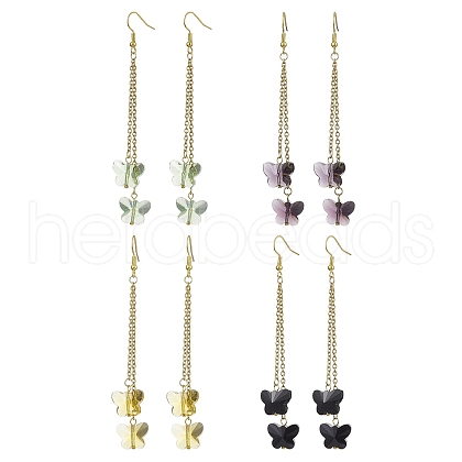 Butterfly Glass Dangle Earrings EJEW-JE05858-1