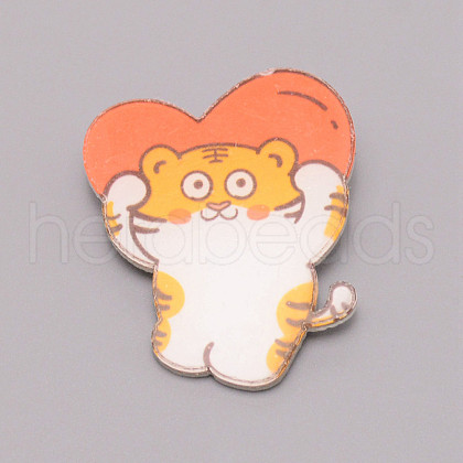Tiger with Heart Chinese Zodiac Acrylic Brooch JEWB-WH0022-17-1