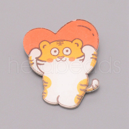Tiger with Heart Chinese Zodiac Acrylic Brooch JEWB-WH0022-17-1