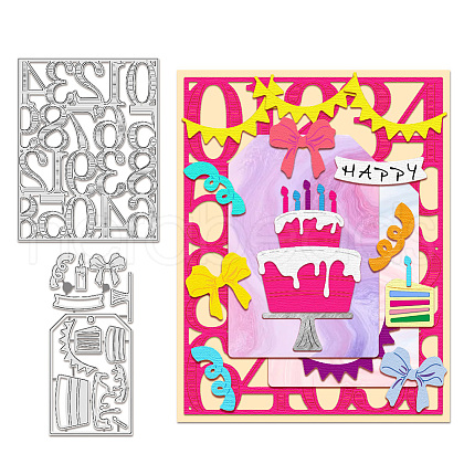 Birthday Cake Carbon Steel Cutting Dies Stencils DIY-WH0309-1482-1