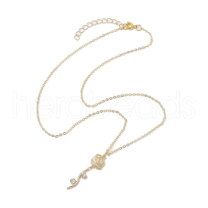 Brass Flower Pendants Necklace NJEW-JN04704-1