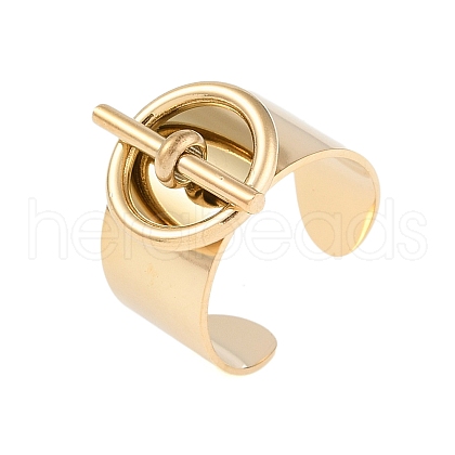 304 Stainless Steel Circular & Rod-shaped Open Cuff Rings RJEW-C095-01G-1