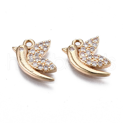 Brass Micro Pave Clear Cubic Zirconia Charms KK-S359-110-RS-1